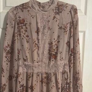 Floral Lace Trim Dress